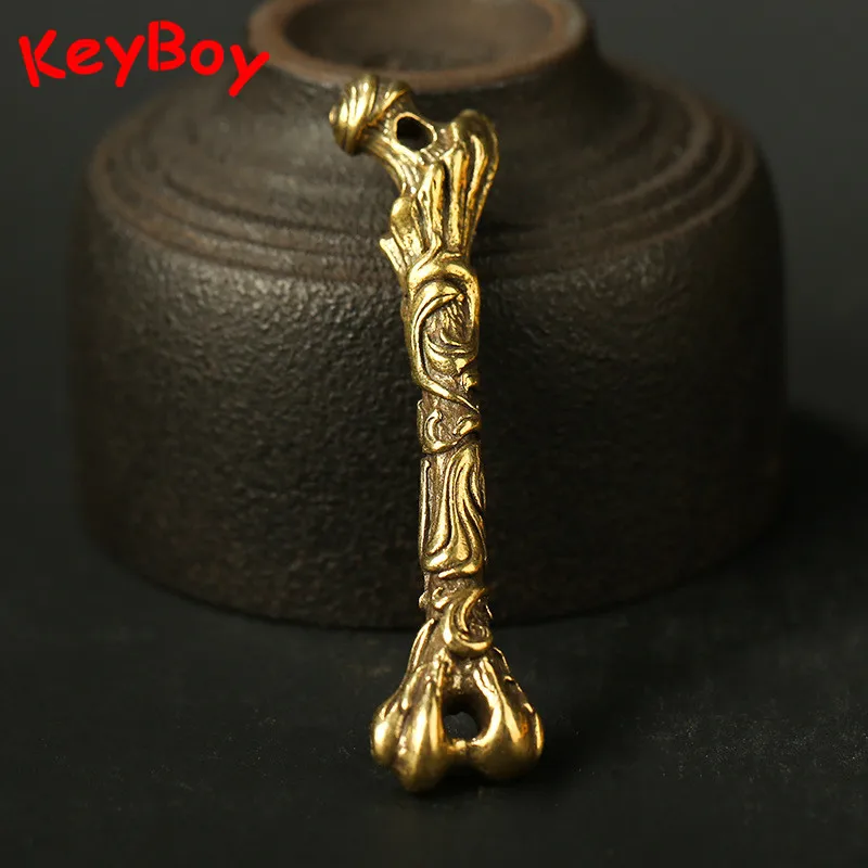 Punk Brass Pattern Leg Bone Pendants for Keychain Necklace Decorations Accessories Rock Men Biker Car Key Chain Hangings Jewelry