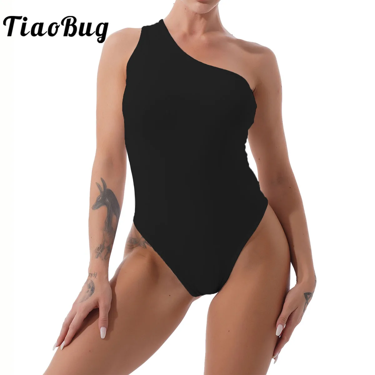 

Slant Shoulder Leotard Women Gymnastics Ballet Latin Dance Leotards Bodysuit Ballroom Dance Top Performance Costume