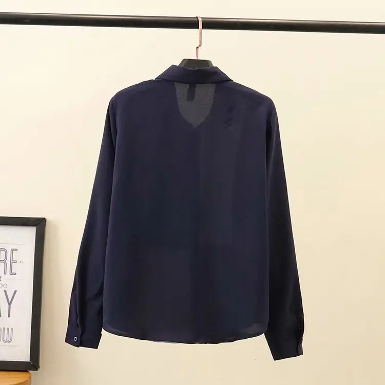 Повседневные блузки размера плюс осень 2019 Модные свободные шифоновые рубашки с