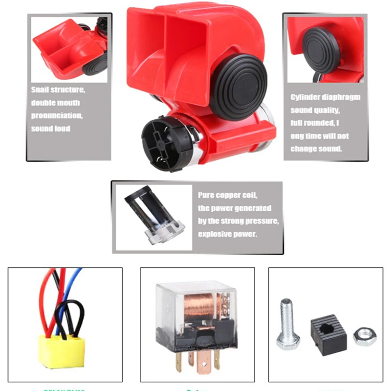 Автомобильный мотоциклетный воздушный насос со спиральным гудком 12 В дБ