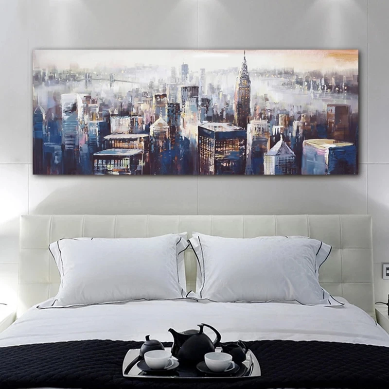 

Canvas Poster City Abstract Canvas Painting Wall Art Pictures for Living Room Bedroom Bedside Modern Decorative Painting