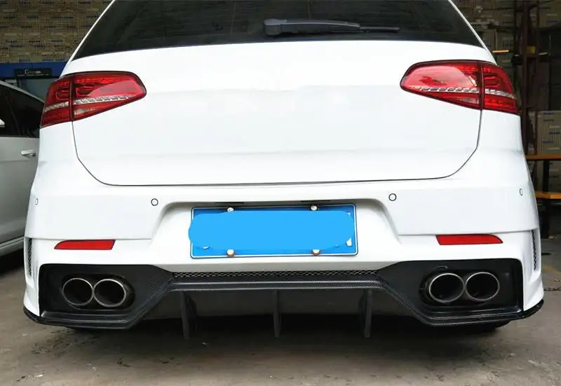 Углеродное волокно задний бампер Выпускной диффузор спойлер для Volkswagen VW Golf 7 2014
