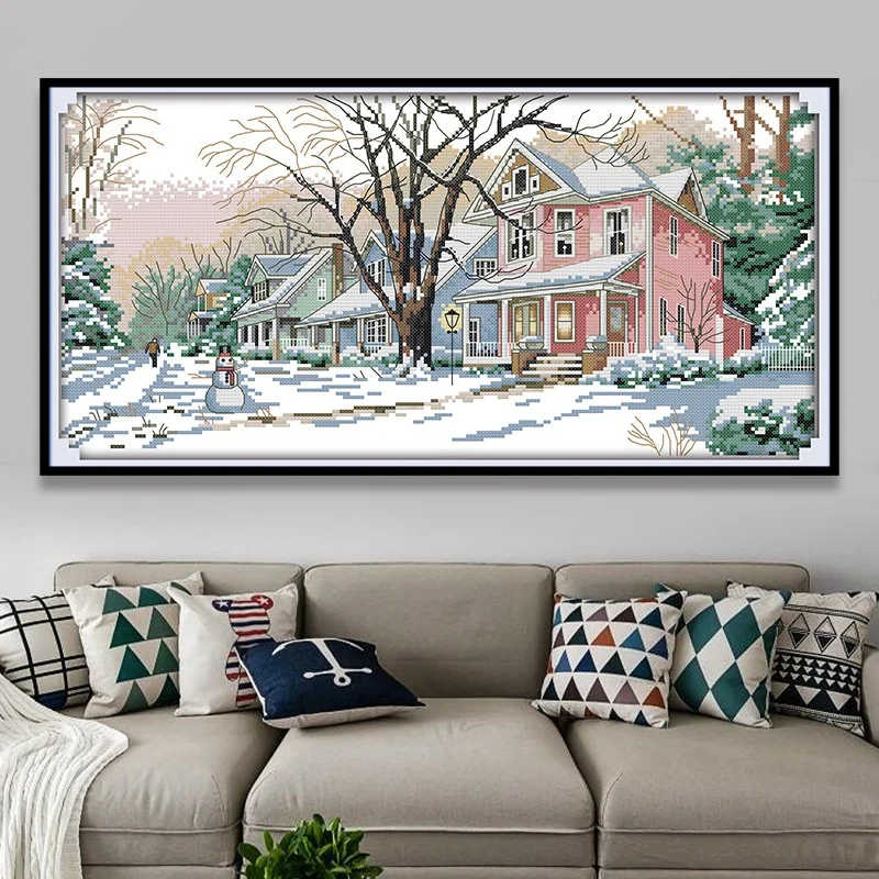 Наборы для вышивки крестиком наборы тканей с принтом удобные узоры зимней улицы