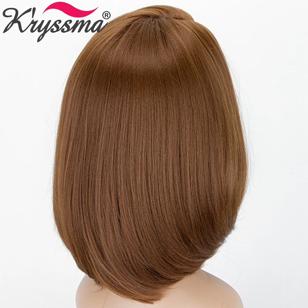 Парик Синтетический Kryssma Омбре коричневый для коротких волос прямой с темными