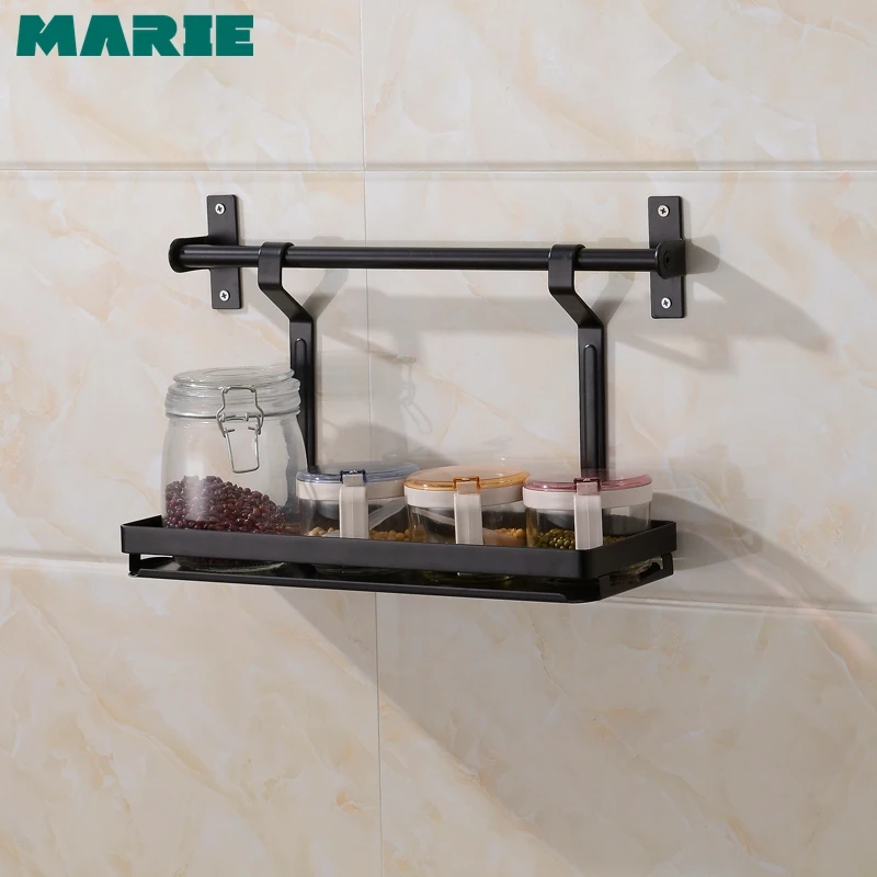 Металлическая Черная кухонная полка из нержавеющей стали 304 подвесная для