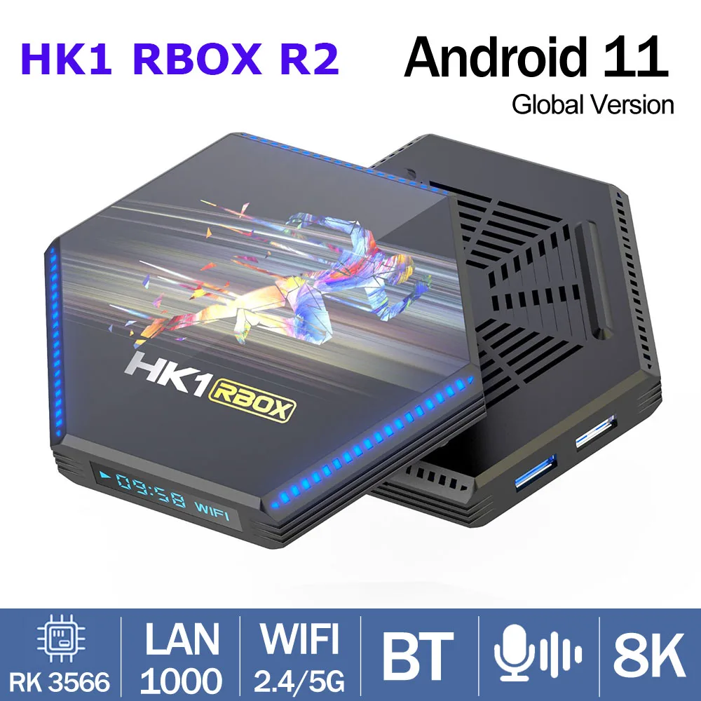 

2.4G 5G Wifi HK1 RBOX R2 RK3566 Quad Core Smart Android 11.0 TV Box 4GB 32GB 64GB 1000M 8K 4K Media Player BT4.0 Set Top Box