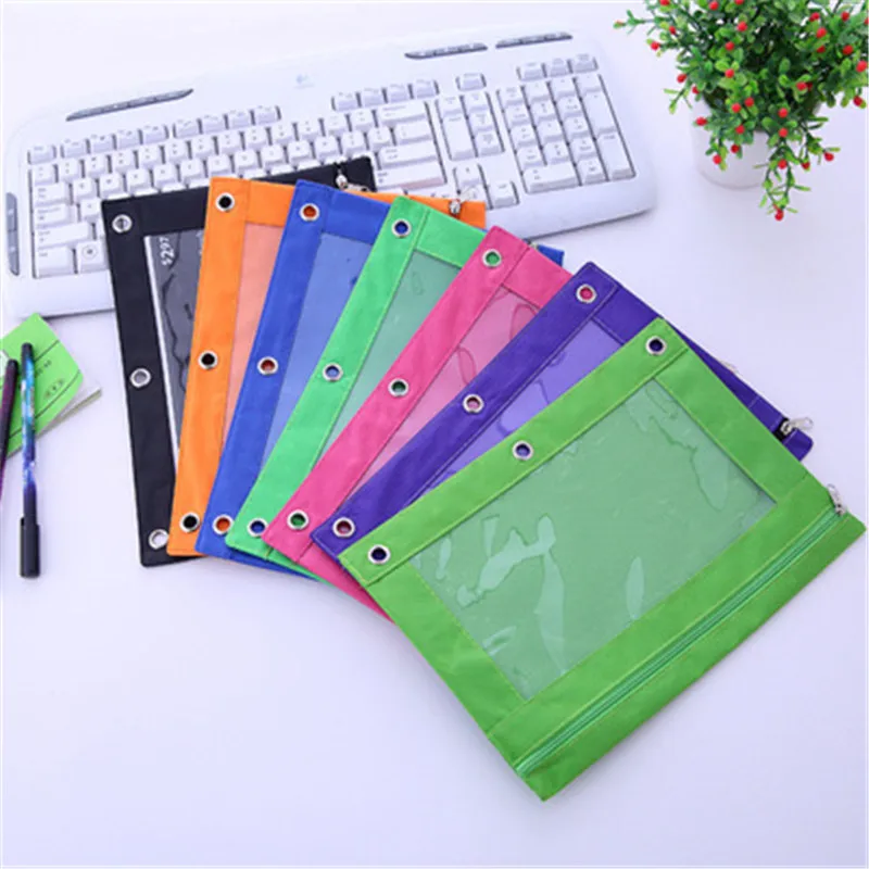 Binder Pen Bag 3 кольца заклепки арматура отверстие школьная Ручка коробка настольная