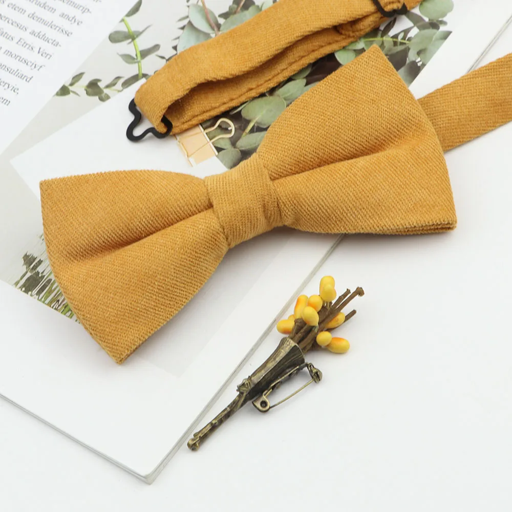 Красивая хлопковая однотонный галстук-бабочка брошь с булавкой-бабочкой и