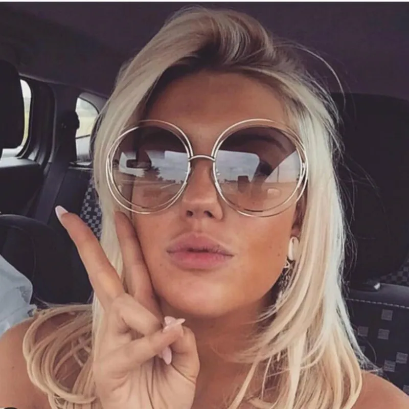 Круглые Солнцезащитные очки большого размера с линзами винтажные женские