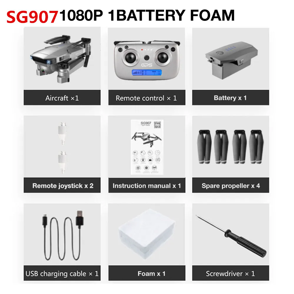 SG907 1080P GPS 1B SG907/SG901 Дрон gps 4K HD x50 зум Камера 5G wifi FPV Профессиональный Квадрокоптер RC вертолет складной селфи дроны Рождество - Цвет: SG907 1080P GPS 1B