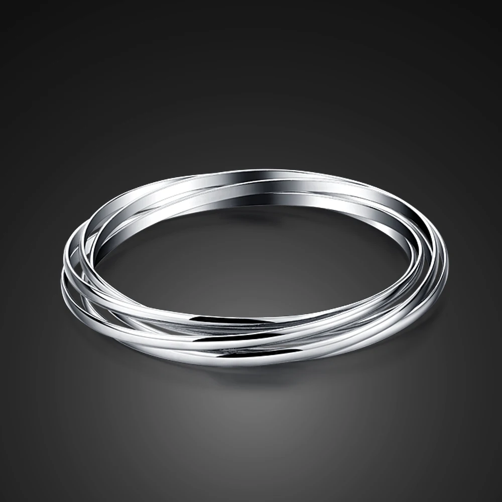 

New Bohemia 100% 925 Sterling Silver Bracelet Five-ring Design Solid Silver Bracelet Bangle Woman Simple Charm Jewelry gift