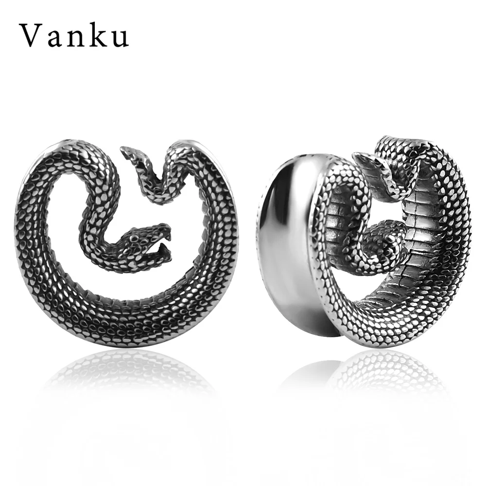 

Vanku Wholesale Price Stainless Steel Snake Eat Tail Ear Tunnels Stretchers Body Piercing Jewelry Earring Plugs Gauges Expanders