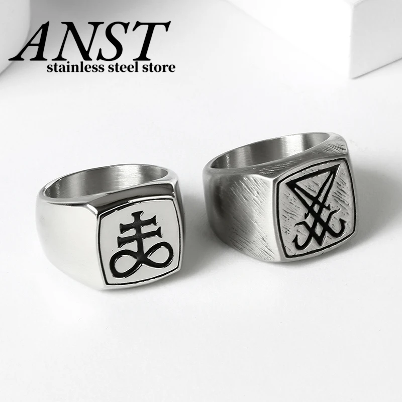 

Dropshipping Vintage Sigil Lucifer Rock Ring 316L Stainless Steel Seal of Satan Rings for Men Male Punk Rock Jewelry OSR918