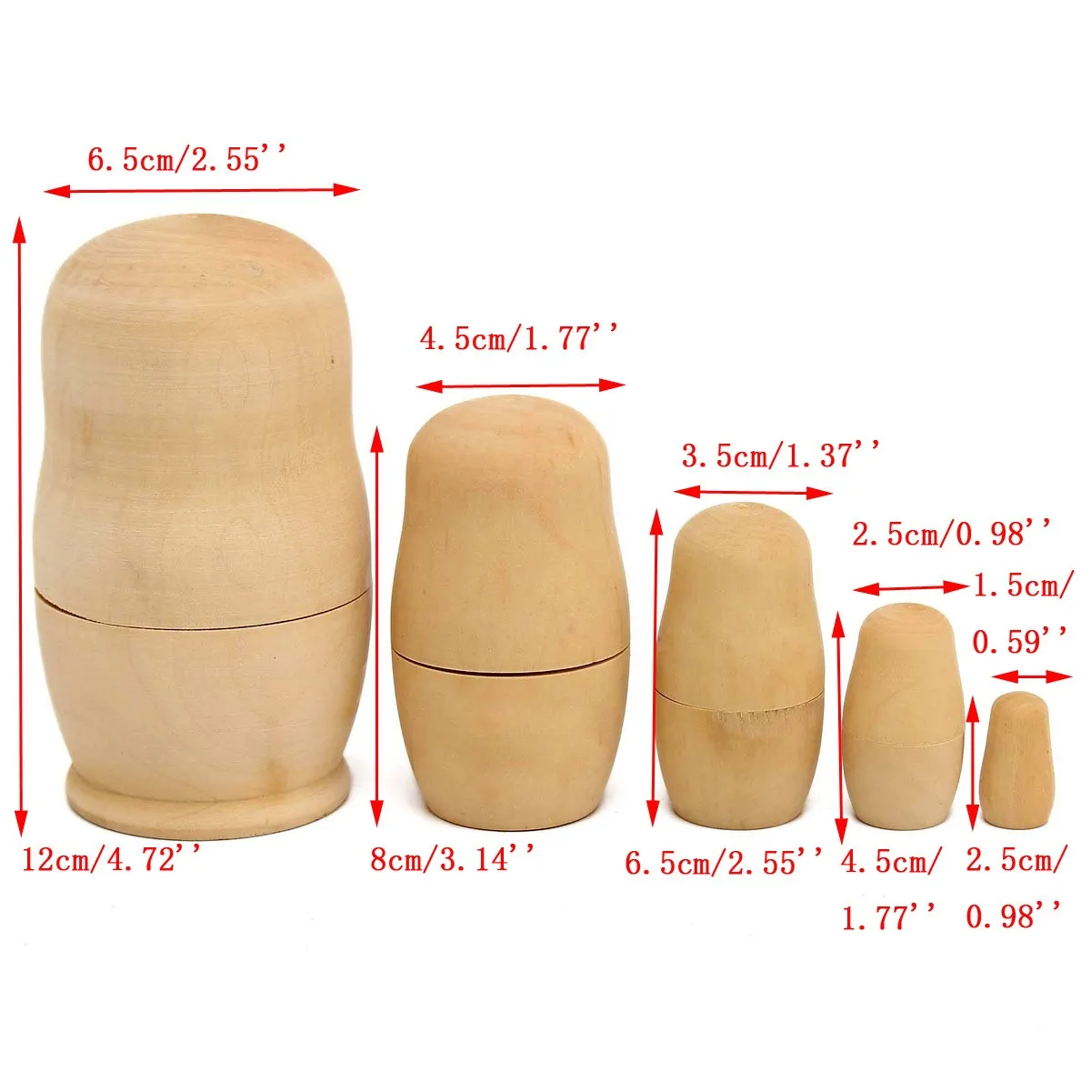 5 шт. неокрашенные DIY пустые деревянные эмбрионы русские матрешка куклы игрушка