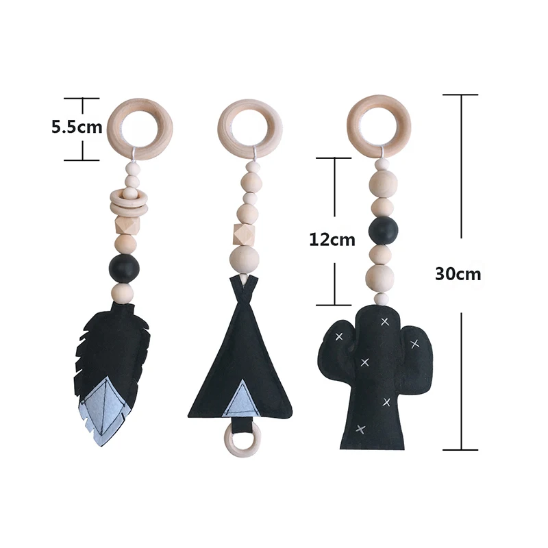 

Baby Rattle Toys For 0-12 Months Nordic Baby Gym Play Nursery Sensory Ring-pull Teether Toy Wooden Beads Pendant Toys Room Decor