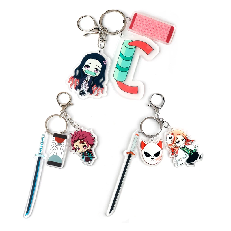 

Anime Keychains Demon Slayer Sword Man Car Accessories Keychain Kimetsu No Yaiba Acrylic Bag Pendant Key Ring for Friends Gifts