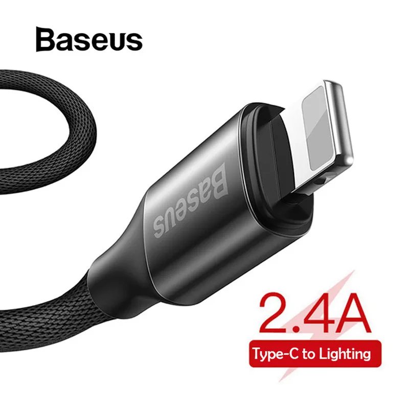 Кабель Baseus 2,4 type-C для освещения для iPhone X, XR, XS, Max, iPad, планшета, USB-C, кабель для быстрой зарядки и передачи данных