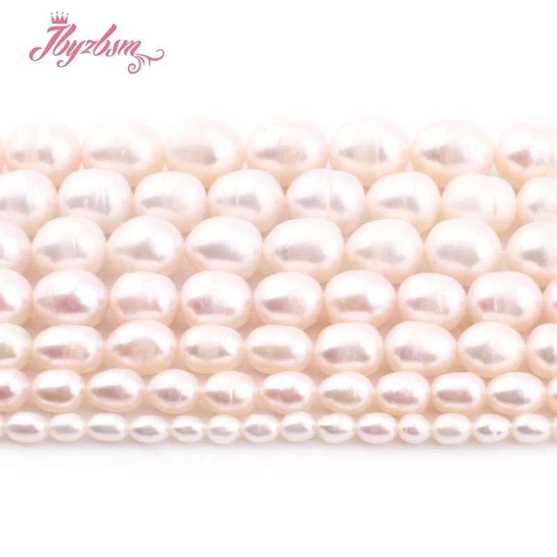 Бусины Из Натурального пресноводного жемчуга овальные белые бусины 5 6 8 9 10 мм для