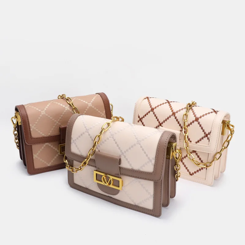 

100% Genuine Leather 2021 New Fashion All-match Leather Chain Bag Ladies Shoulder Messenger Bag Purses and Handbags Sac A Main