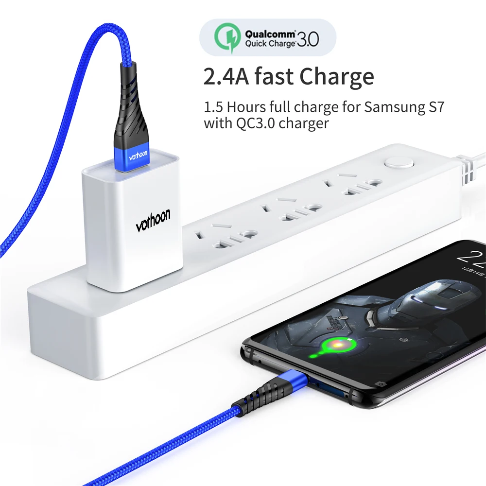 Vothoon микро USB кабель 3A Быстрая зарядка микро данных USB кабель для samsung Xiaomi huawei Android мобильный телефон зарядное устройство кабель Шнур