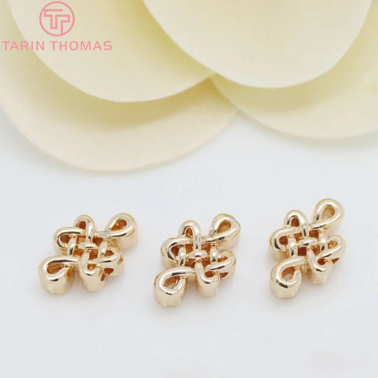 Латунные китайские бусины-узелки с покрытием 24-каратным золотом 7 х11 мм 6 шт. |