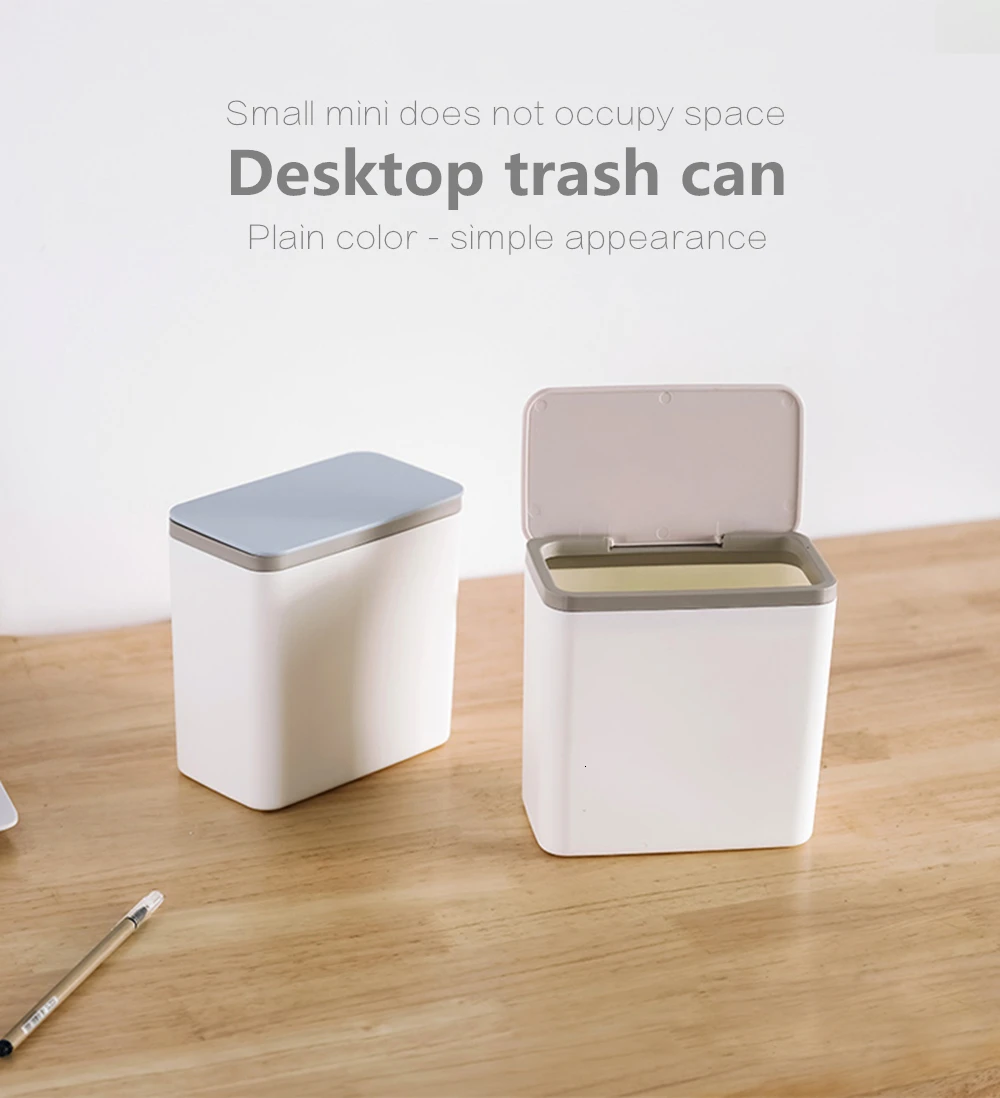 Home Waste Bin Small Trash can Mini Desktop ashcan litter Trash little Table Top Trash Box for desk Car trash bin With Lid
