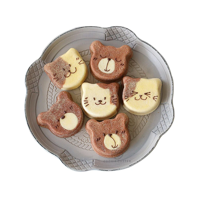 

Stainless Steel Cake Mould Muffin 6 Piece Cute Little Bear Cat Pattern Chocolate Mold Cookware Household Bakvorm Bakeware