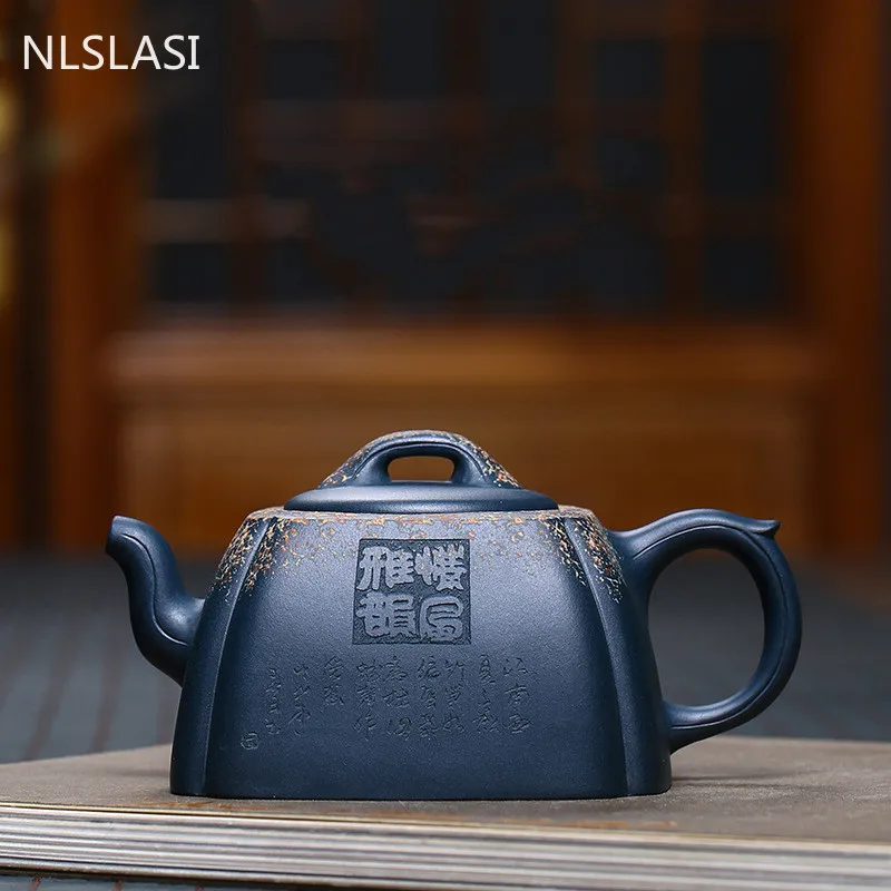 

Authentic Yixing Tea Pot Upscale Purple Clay Teapots Raw ore azure mud Handmade Kettle Chinese Tea Ceremony Customized 240ml