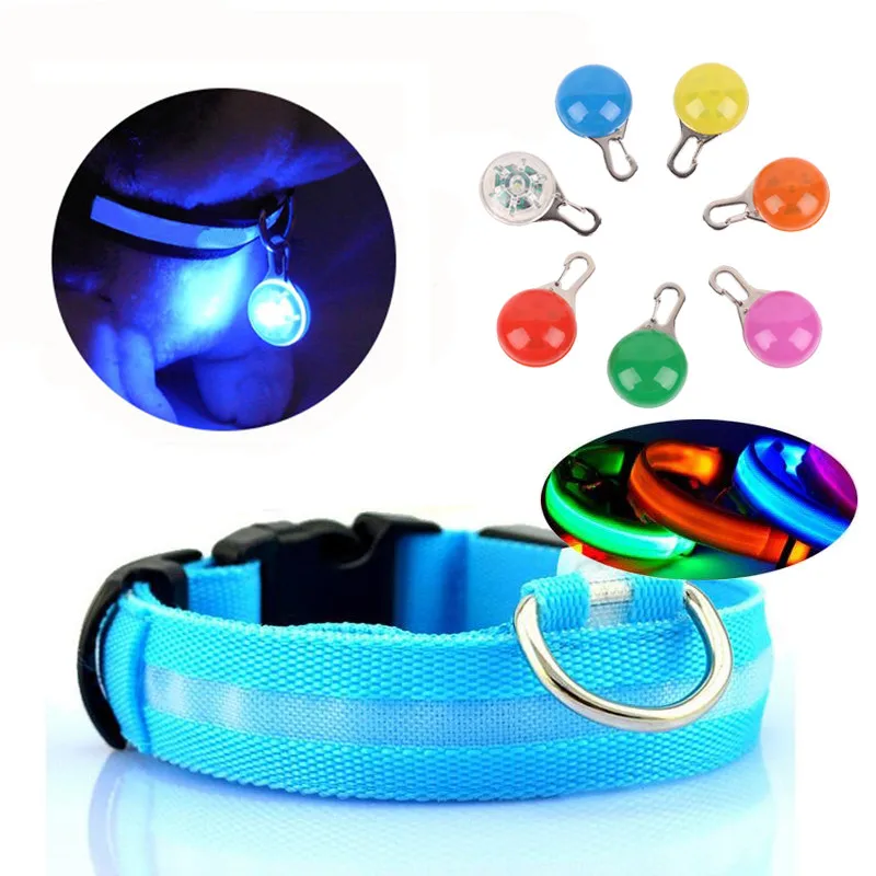 Нейлоновый светодиодный ошейник для кошек собак ночная безопасность мигающий