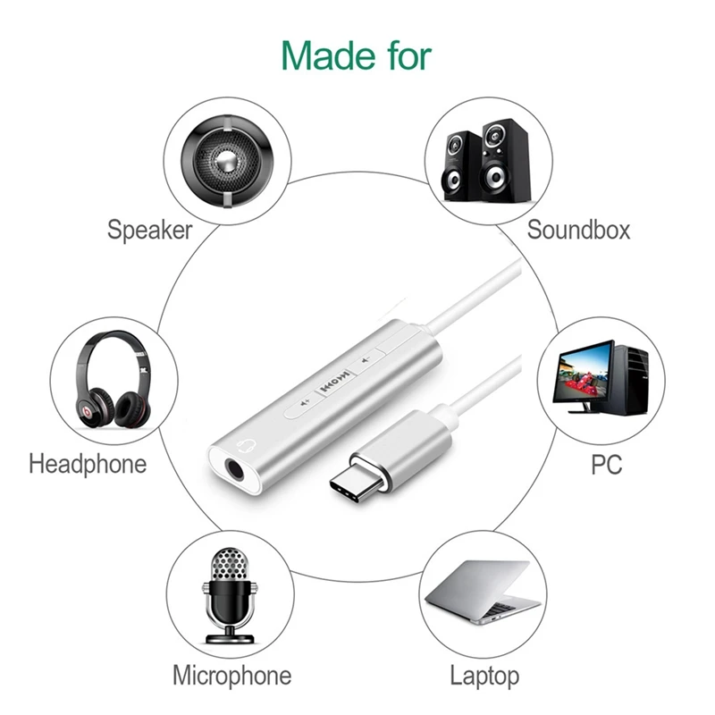 Внешний Usb-C/Тип-C звуковая карта 3 5 мм Jack Hi-Fi ic голосовой 7 1 канала вывода конвертер