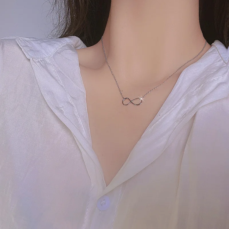 

Mi Xiong S925 Sterling Silver Spring/Summer 2021 New Style No Inlaid Figure 8 Exquisite Luxury Elegant Lady Clavicle Necklace