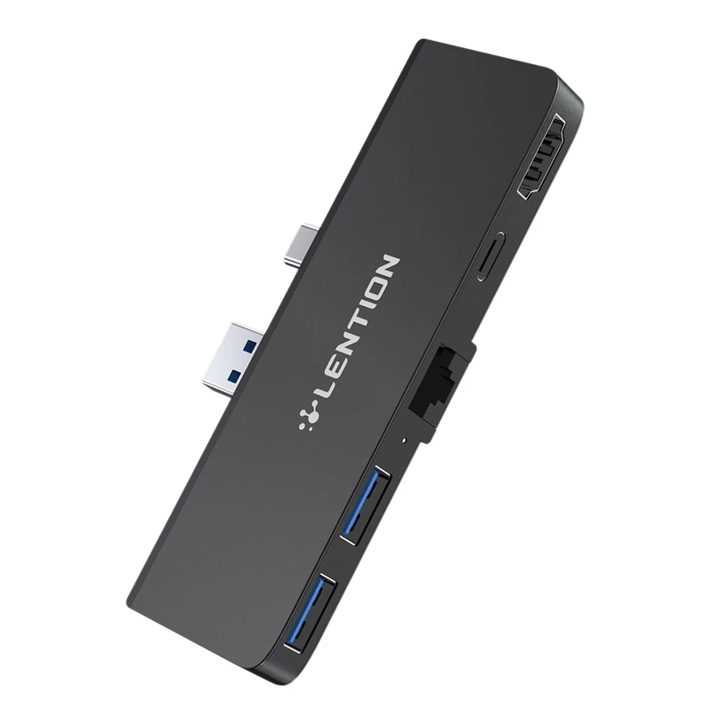

Док-станция LENTION, док-станция 7 в 1, адаптер стандарта USB x2 + RJ45 + HDMI + PD3.0 для Pro Huawei Mate 30, Черная