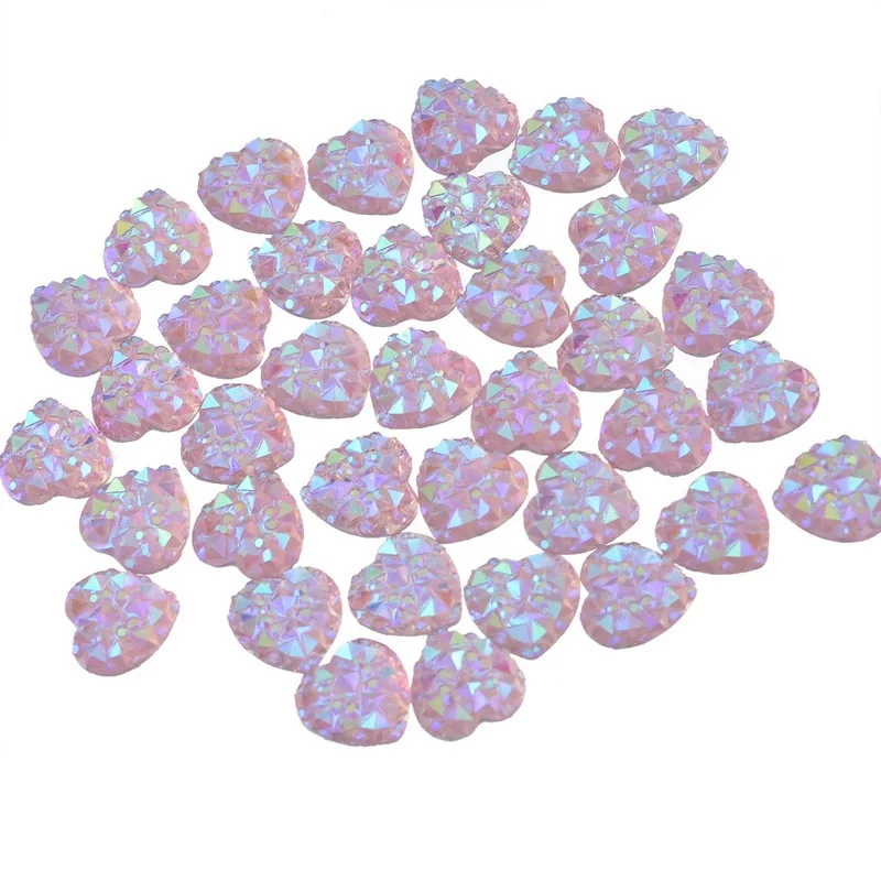 

100 шт. кабошоны в форме сердца, цветные стразы AB, кабошон для украшения ювелирных изделий, браслетов, сережек, аксессуаров, 9,5x9,5x2,5 мм, F50