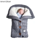 Теплый детский спальный мешок для ног Младенческая Кнопка вязанный Пеленальный Хлопковый вязаный конверт пеленка для новорожденных аксессуар для коляски