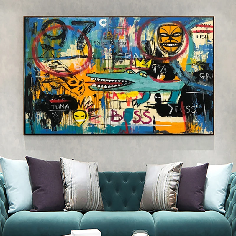 

Modern Graffiti Art Abstract Crocodile Canvas Paintings Wall Art Posters and Prints Wall Art Pictures for Living Room Cuadros