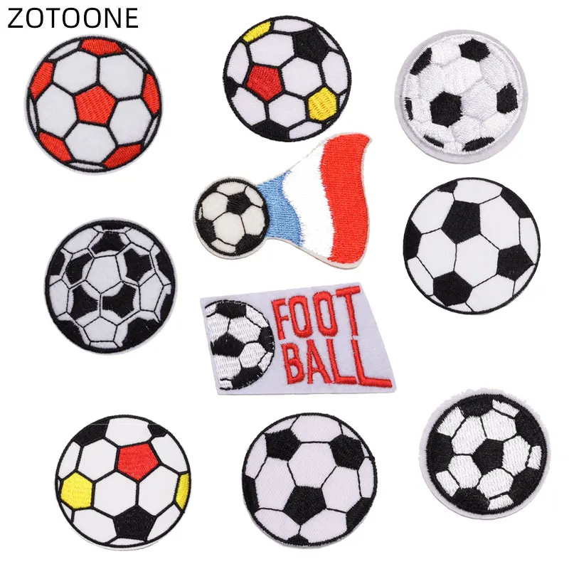 

ZOTOONE Embroidery Football Patches for Jackets Iron on Sport Patch DIY Heat Transfer Stripes Appliques Sew on Round Badges D