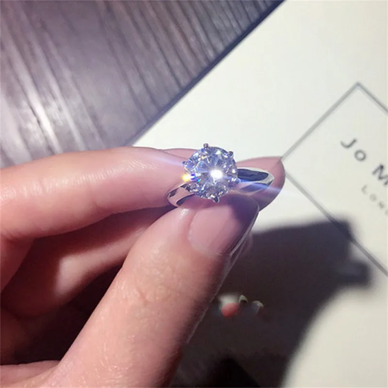 

Six claws 100% 925 Sterling Silver 2ct Simulated Diamond ring set Eternal Wedding Engagement Rings for Women Jewelry