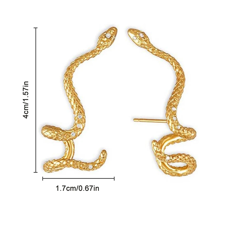 

2021 Snake Shape Earrings Women Female Crystal Gold Silver Color Metal Drop Earrings