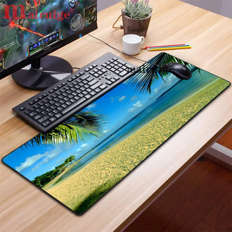 

Beach Wave Big Mouse Pad PC Game Console Mouse Pad Non-slip Desk Pad Key Desktop Pad Suitable for Keyboard Carpet Promotion CSGO