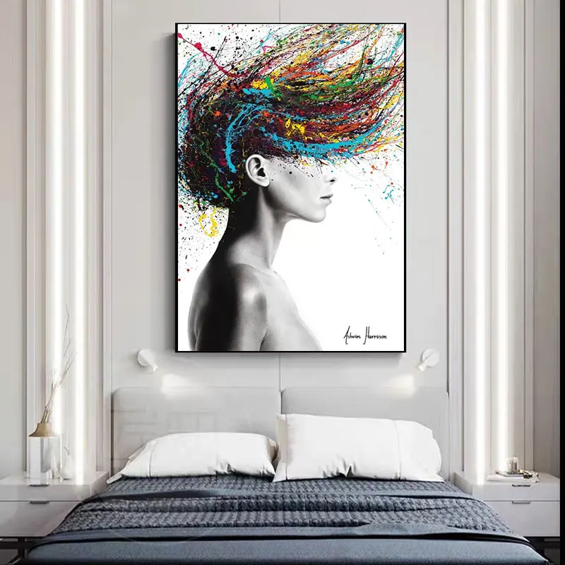 

Sexy and Naked Women Colourful Head Abstract Paintings Oil Painting Poster Modern Wall Art Picture in Livingroom Home Decor