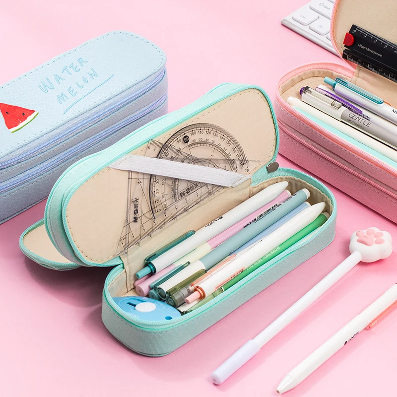 Double Layer pencil cases bag kawaii school supplies stationery pouch stationary cute korean unicorn storage | Канцтовары для офиса