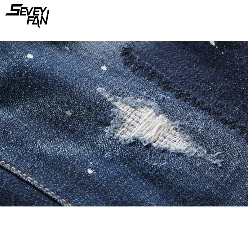 

Fashion Ripped Jeans Men Brand Blue Skinny Hole Hip Hop Denim Pants Nightclub Hipster Slim Jean Trousers Streetwear Harajuku