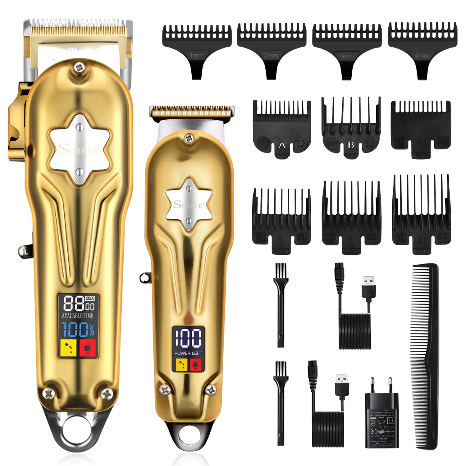 

Surker Hair trimmer for Men Professional Hair clipper set Cordless Hair Cutter machine LCD Display USB Charging Cutting