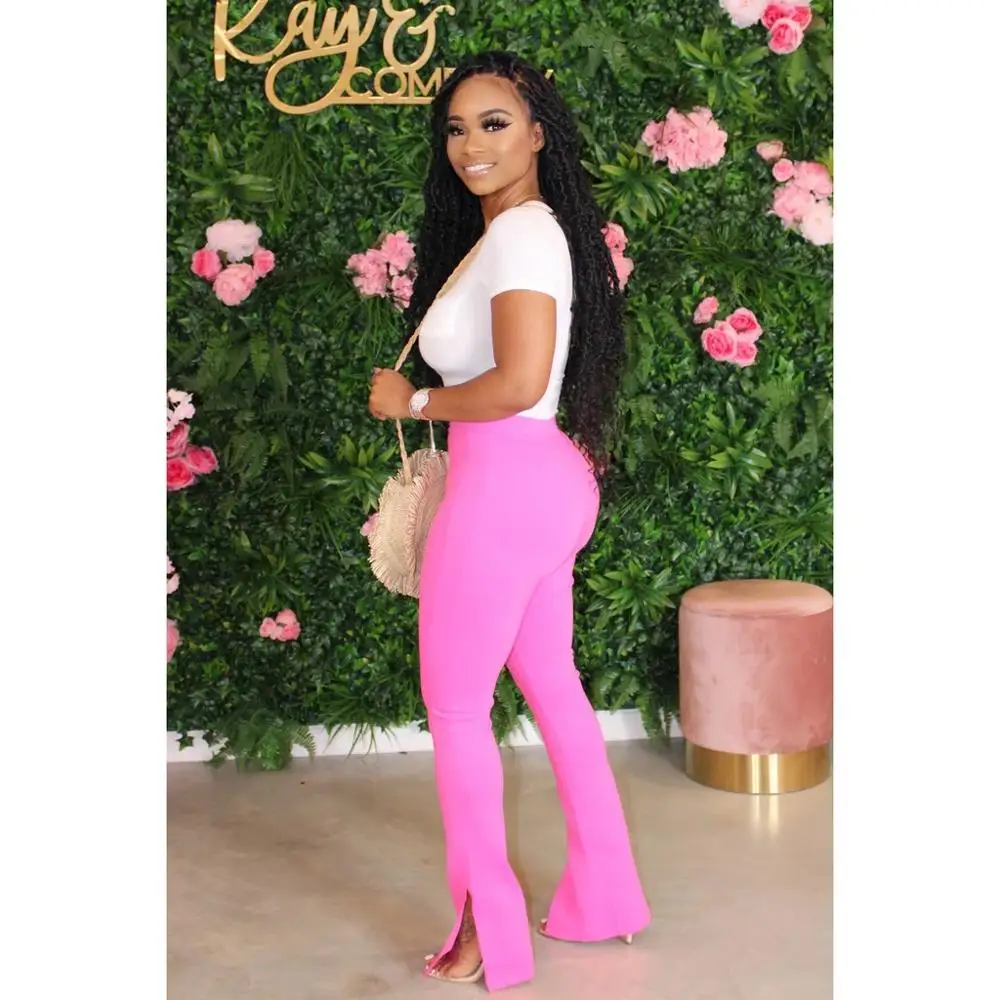 

Casual Bell Bottom Joggers Sexy Women Solid Fare Trousers Female Long Pants