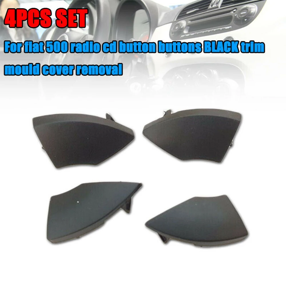 

4x черные кнопки отделка крышки кнопки Black Trim Форма крышка для Fiat 500 кнопки Cd Black Trim Форма крышка