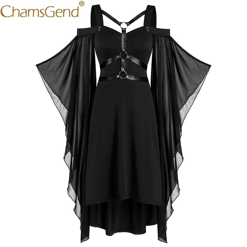 Женское винтажное готическое размера плюс платье с L-5XL рукавом-бабочкой и