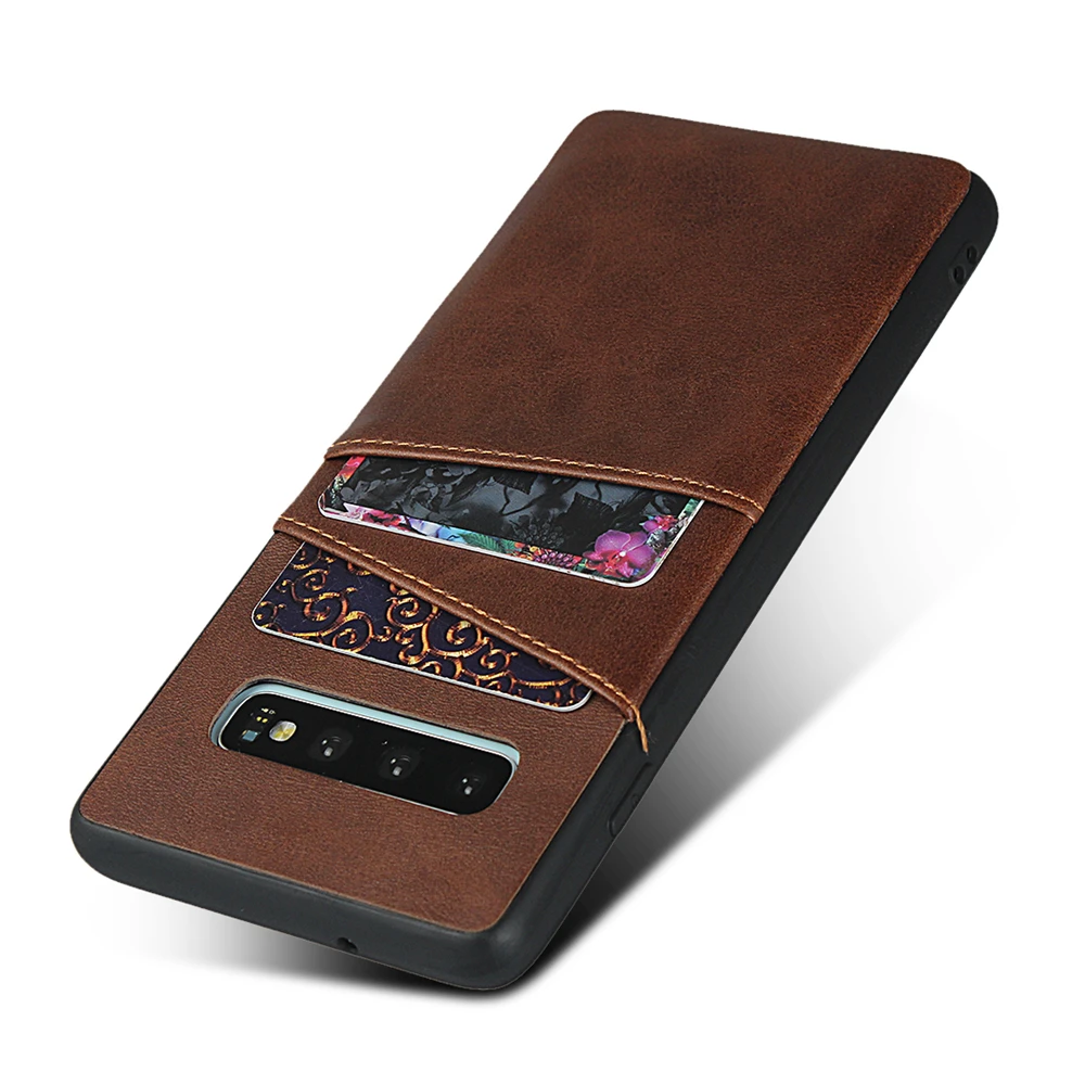 For Samsung Galaxy S10 J7 J5 2017 J730 J530 A70 A50 A30 A20e TPU PU Mobile Phone Shell Calf Grain Back Insert Card Single |