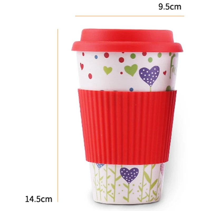 2x Mugs Reusable Bamboo Fiber Coffee Insulation Travel Mug 430ML Drink Cup Red &amp Orange | Дом и сад
