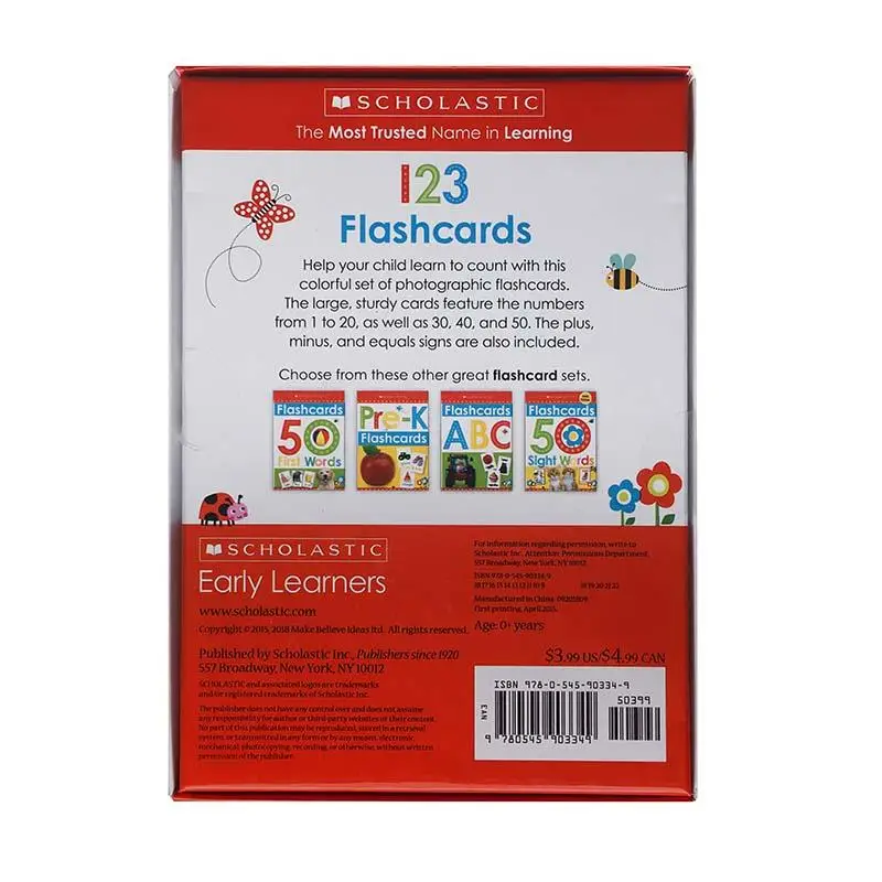 

Scholastic Flashcards 123 Original English Popular Story Picture Baby Books