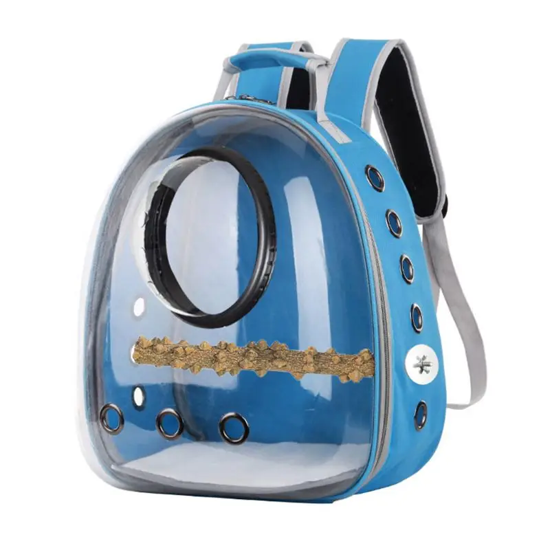 

Parrot Carrier Backpack Travel Cage for Birds Breathable Transparent Space Capsule with Panoramic Design and Perch